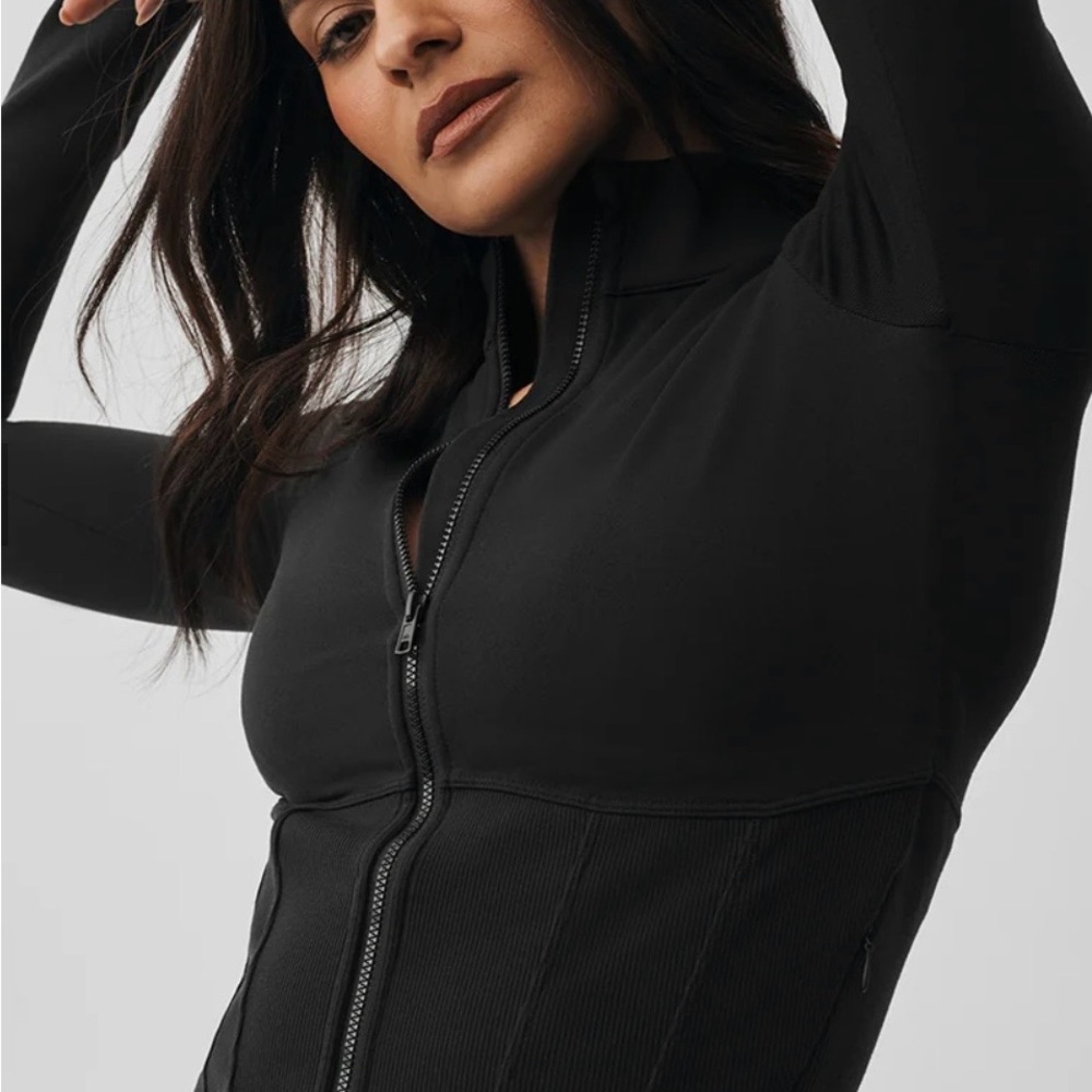 ALO Yoga Black Airbrush Corset Full-Zip Jacket - Picture 5 of 6